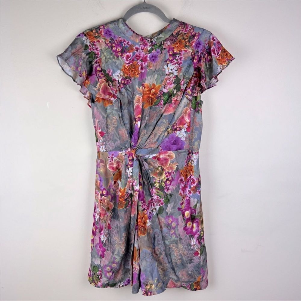 ALL-SAINTS Jemille Lucia Silk Blend Floral Mini Dress 6 NWT $329 - Picture 5 of 9